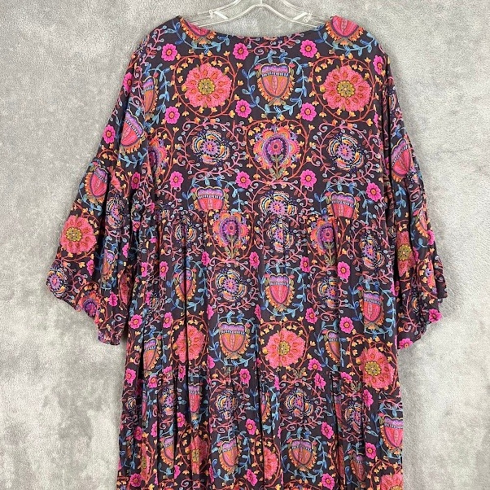 Natural Life Charlotte Midi Dress Womens XXL Floral Bell Sleeve Tiered Boho - Picture 6 of 8